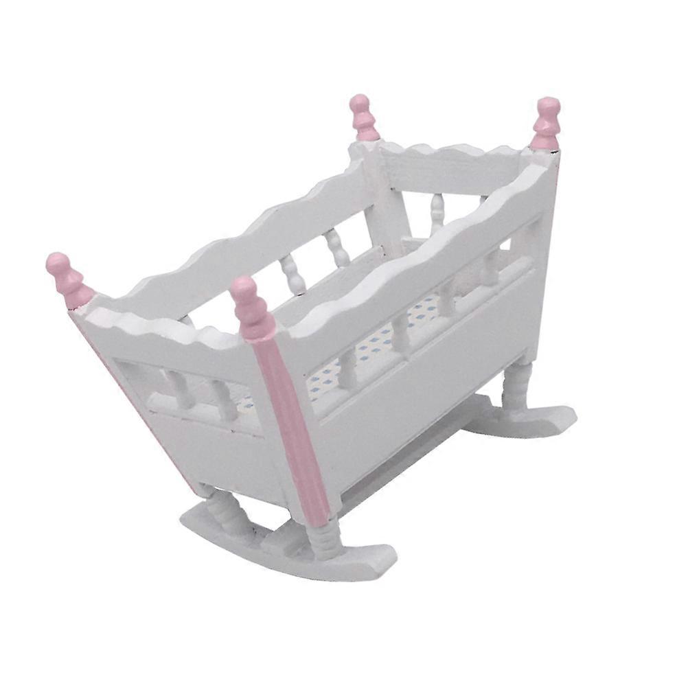 Miniature Furniture Set Mini House Cradle Model Cradle Design Light Grey 9.5 x 5.7 x 7.3cm and Safe 1Pack