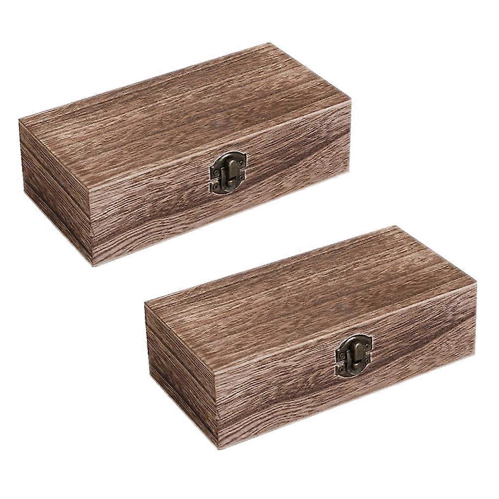 Retro Style Wood Storage Box for Home Use Sturdy and Durable Assorted Color 2 Pieces