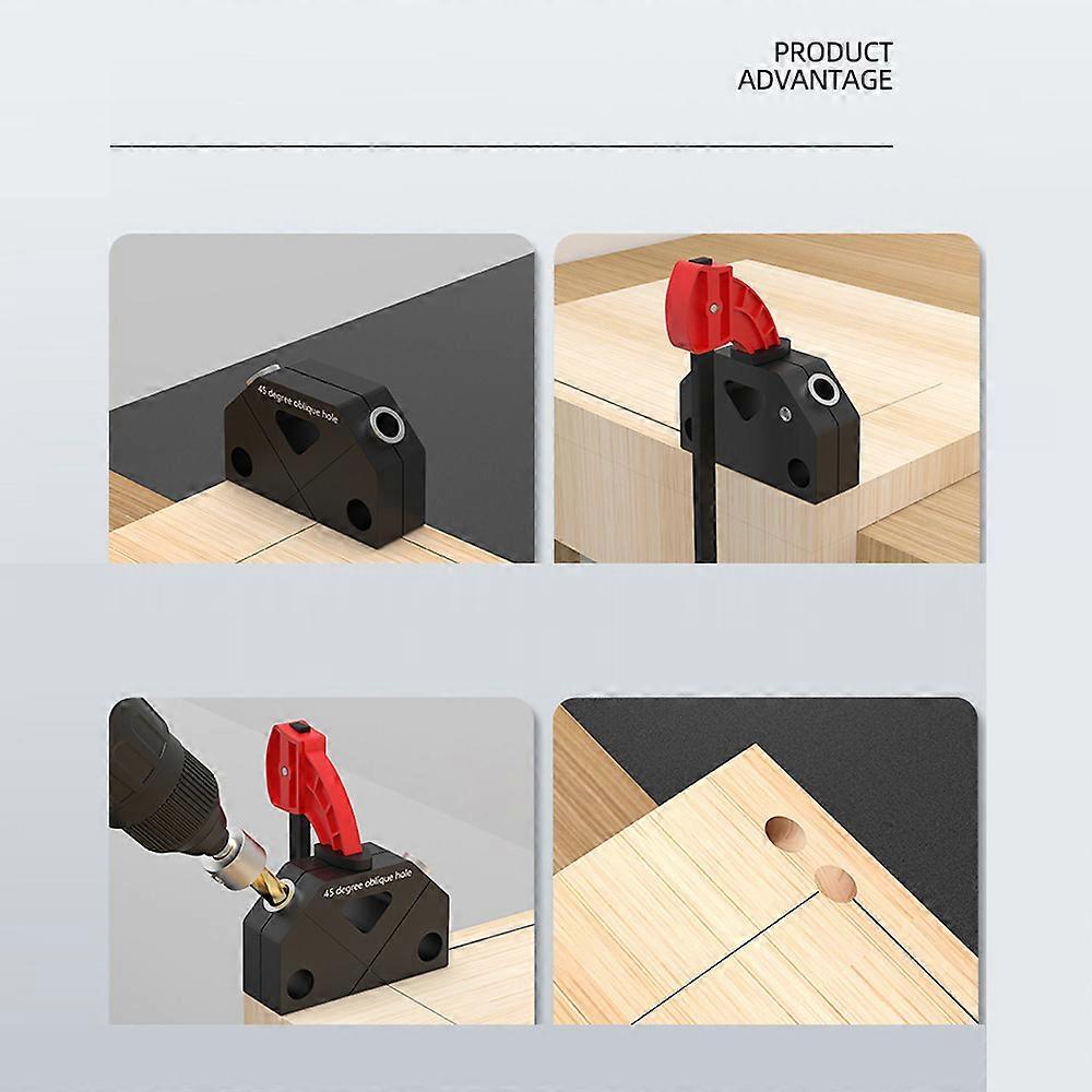 Woodworking Drilling Jig Kit 45 Degree Hole Punch Locator Punching Assistant Tool for Woodworking