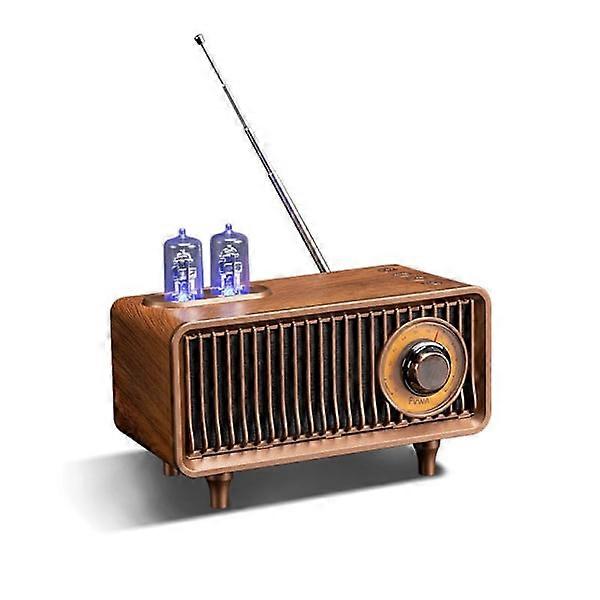 AM FM Classic Retro Radio with Bluetooth Speaker, Vintage Wood Table Radio with Treble Control