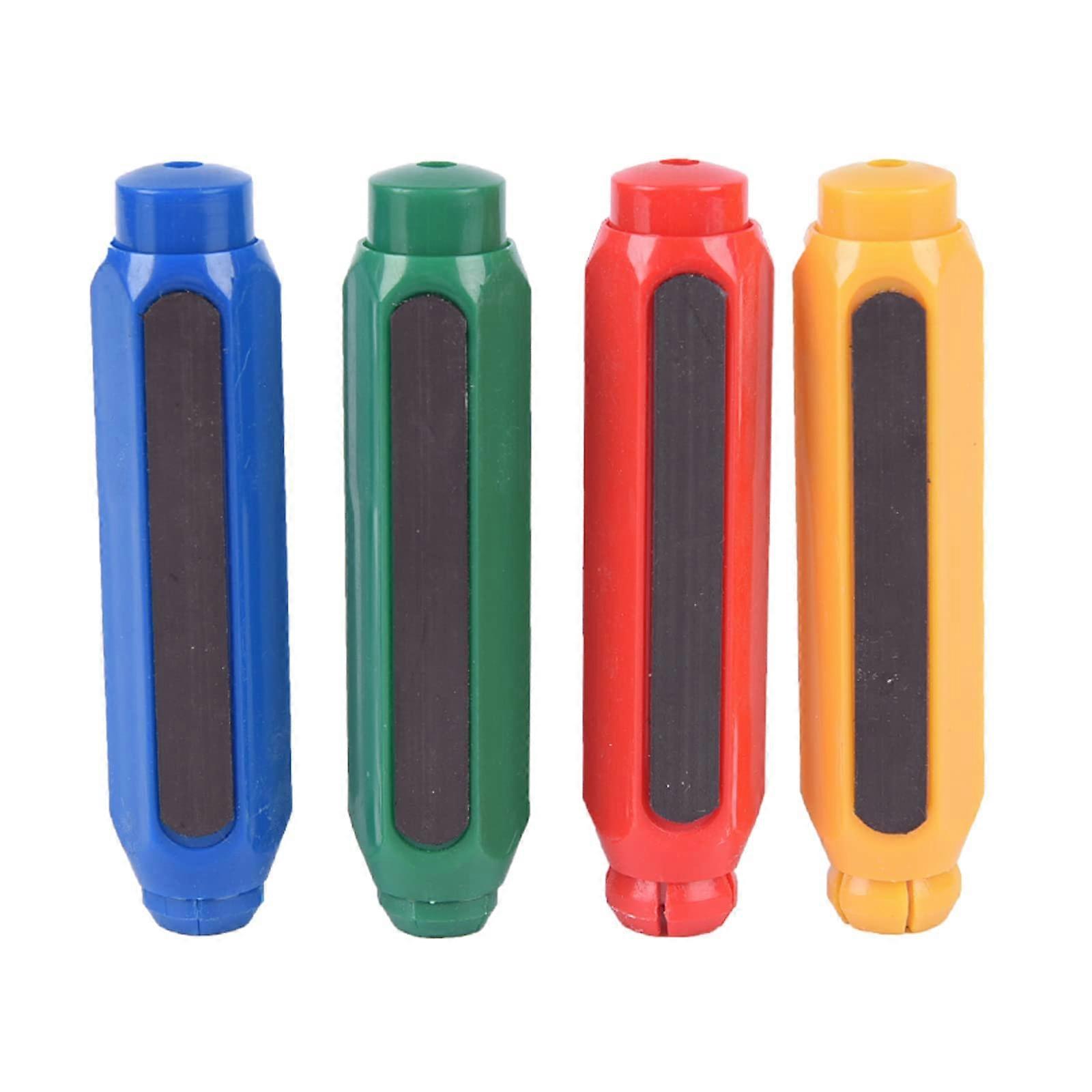 Colourful Chalk Holder Set of 4, Magnetic Plastic Chalk Holders, Extendable for Chalkboard and Drawing Board, Ideal for Kids and Teachers