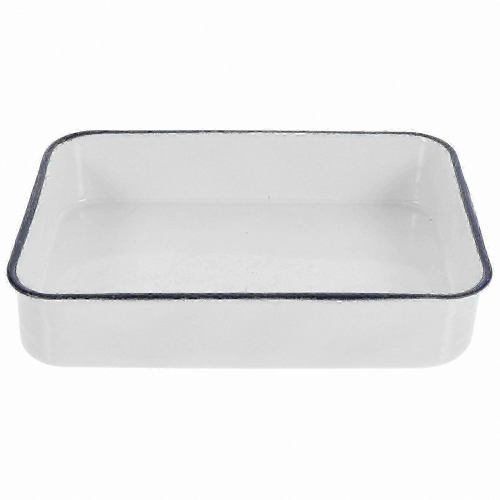 Oblong Roasting Pan with Deep Edges for Baking and Grilling Multi-Purpose Enamel Dish for Pies BBQ and More