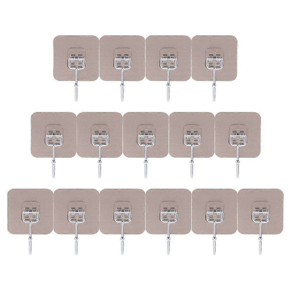 Strong Sticky Wall Hooks 15Pcs For Home Organization Compact Brown -Adhesive Design Storage
