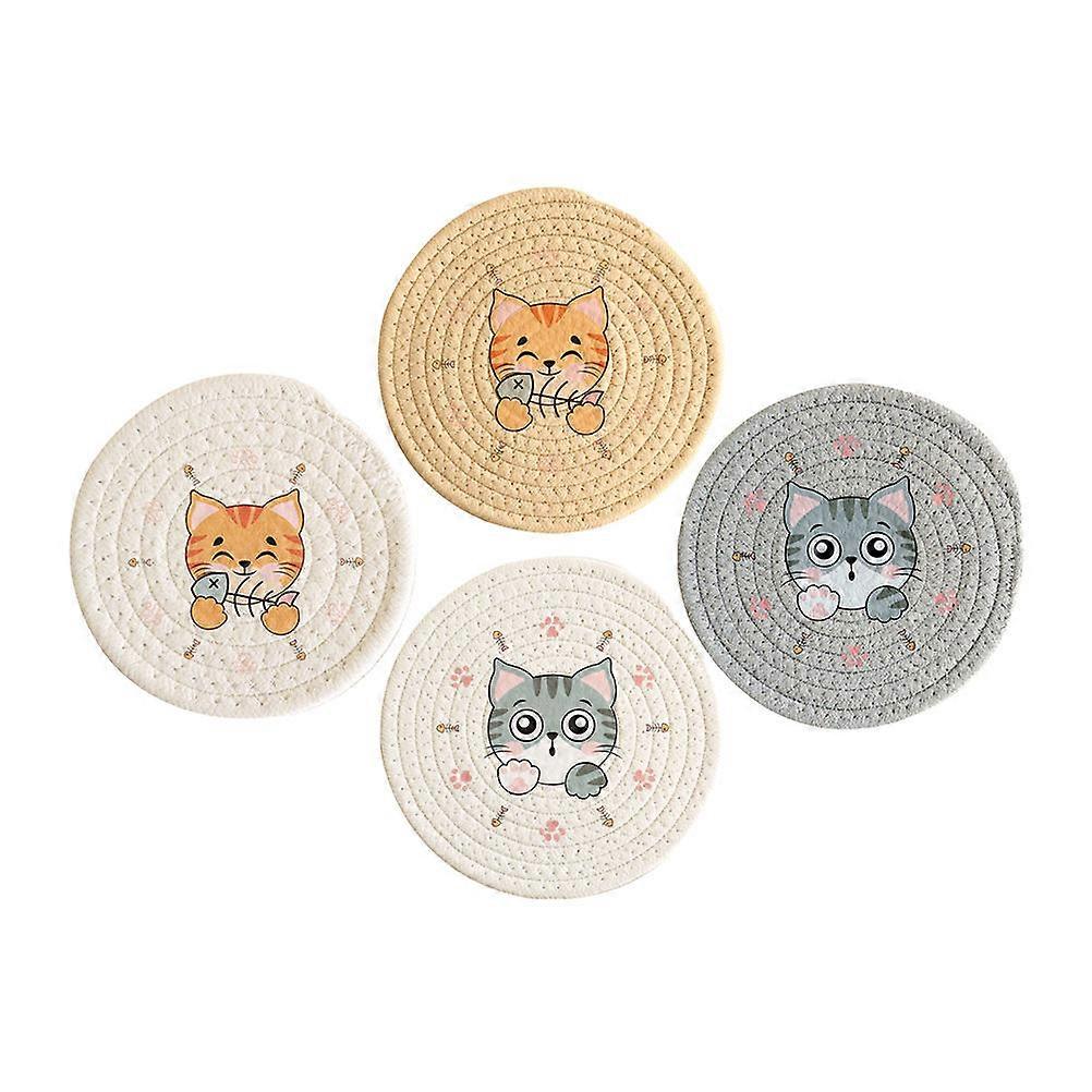 4pcs Heat Insulated Woven Cup Cushions Elegant Table Coasters for Home, Weddings, Parties, and Everyday Use – Scalding Protection Mats