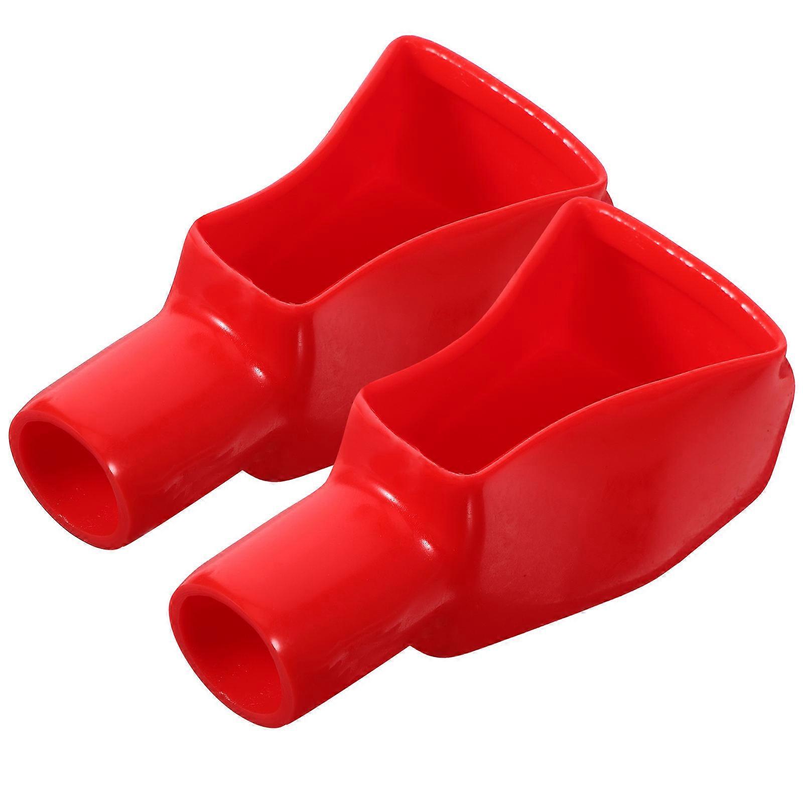 2 Pcs Large Red PVC Insulating Battery Terminal Covers Flexible Flame Resistant Protectors for Car, Motorcycle, Truck, and Motorhome