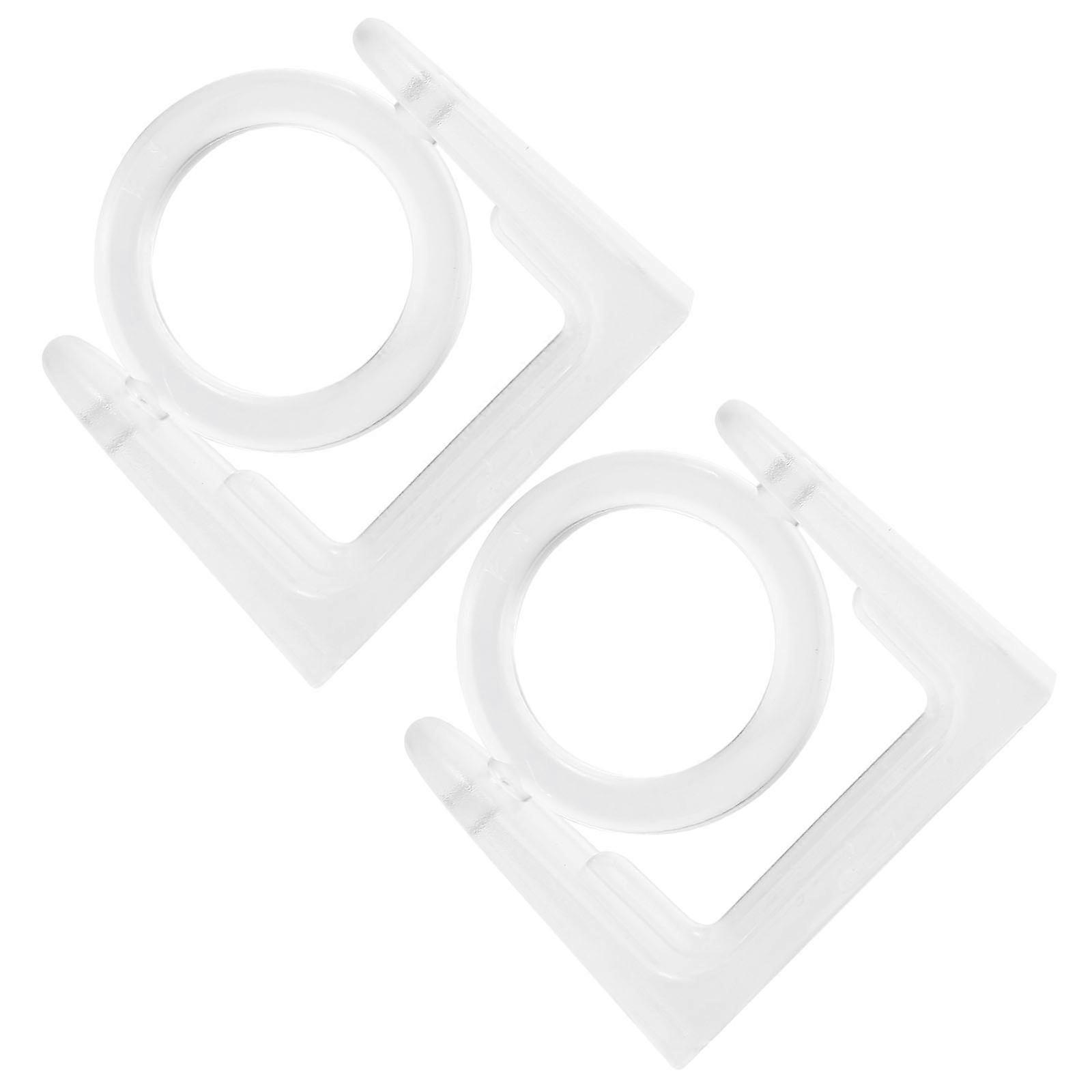 Transparent Rotary Curtain Rod Brackets 2PCS No Drill Hooks for Bathroom Towel Rods, Wardrobe Racks & Material Holders Easy Installation
