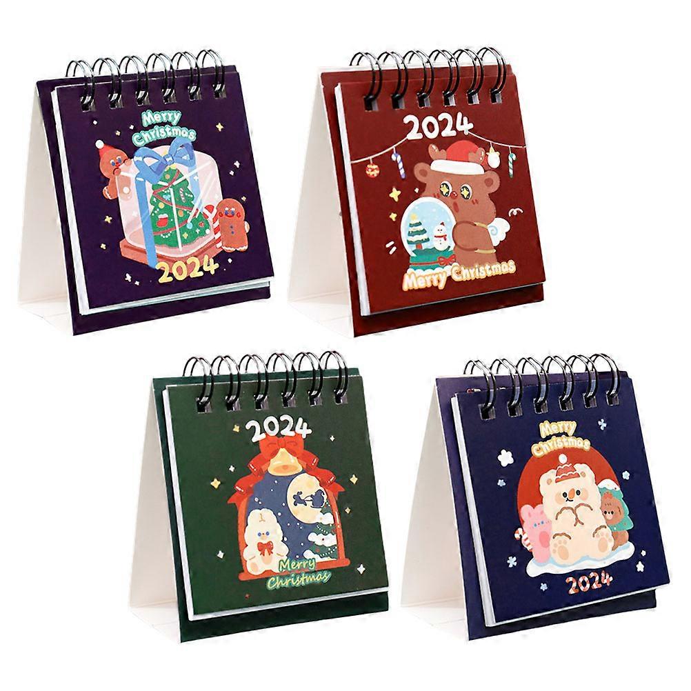 Cartoon Style Mini Desk Calendar Standing Calendar Office Accessory Modern Styling Home Decoration Organizing Daily Life 4Pcs