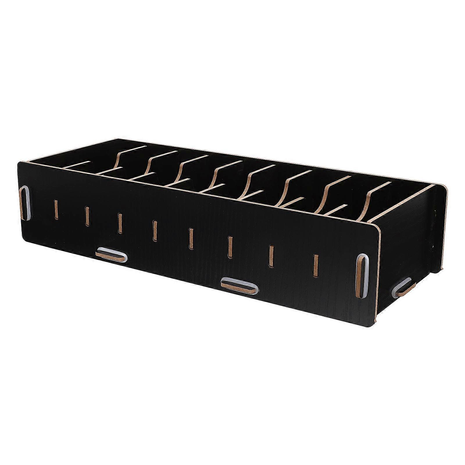 Black Plastic Storage Case for Home Desktop Organization with Rectangular Design 2pcs