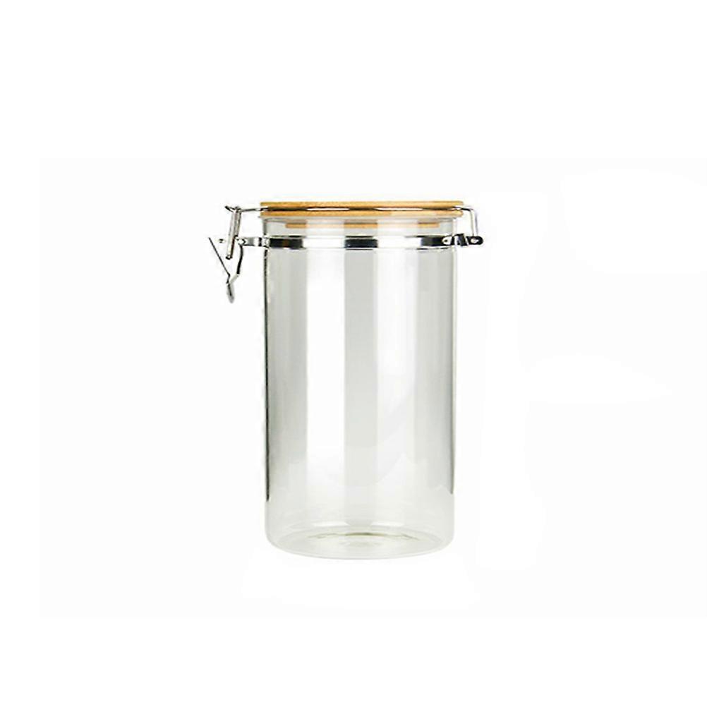 Transparent Airtight Food Storage Jar with Bamboo Lid for Dry Foods Keeps Fresh Longer 1140ML