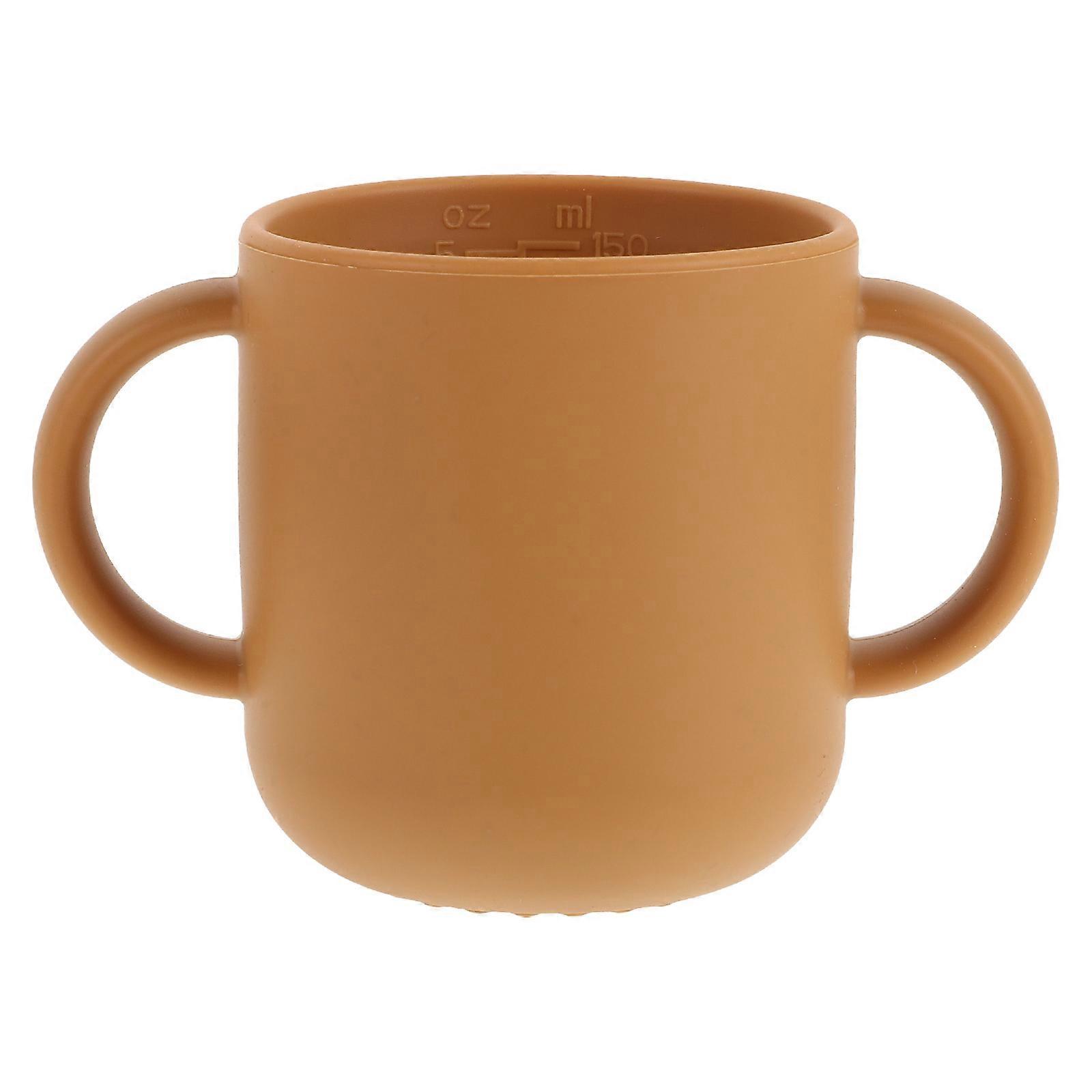 Shatterproof Silicone Training Cup with Handles – Lightweight, Insulated, Portable Drinking Mug for Hot & Cold Beverages, Yellow