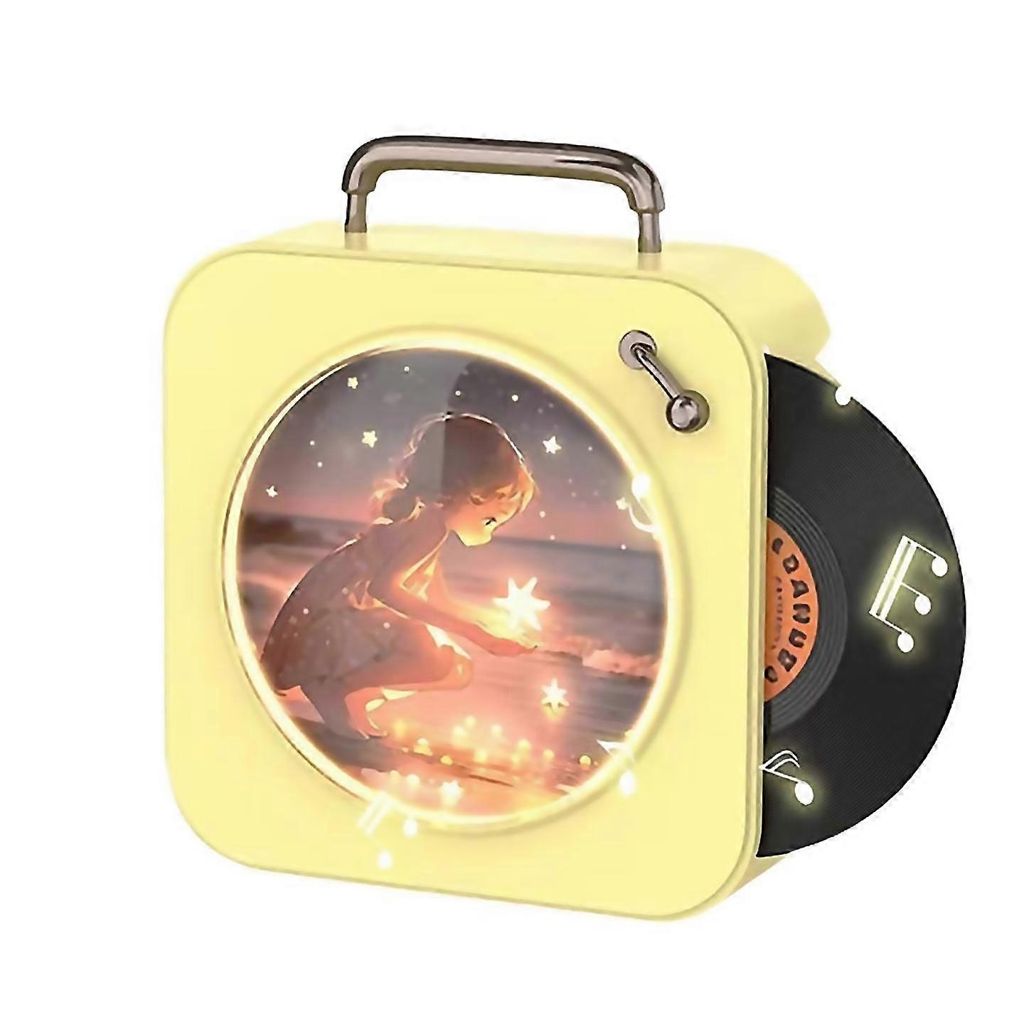 For Vintage Bluetooth Vinyl Record Small Stereo Home Cd Player Yellow