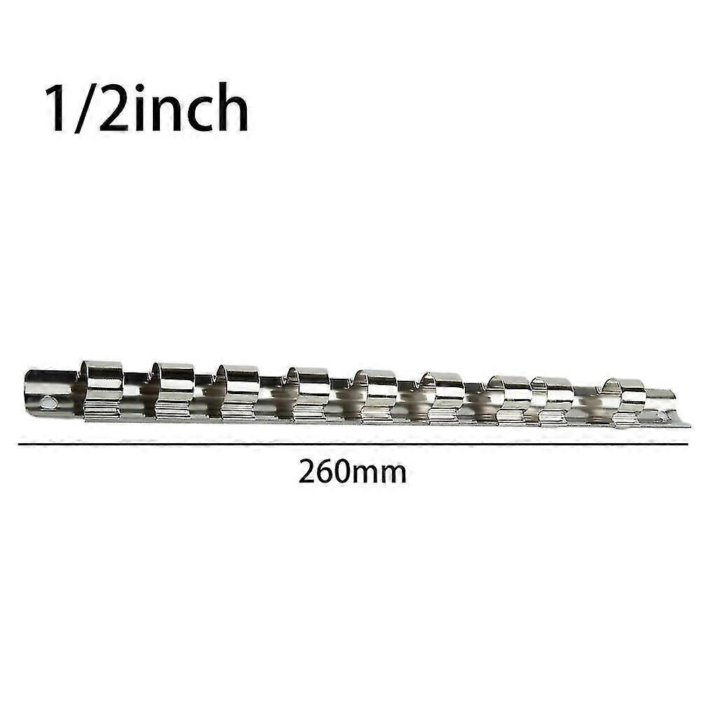 Socket Shelf Holder 1/4 3/8 1/2 inch with 8 Clips on Rail Tool Organizer Storage Wall Mount Drive Socket Rail Hand Tools~0249