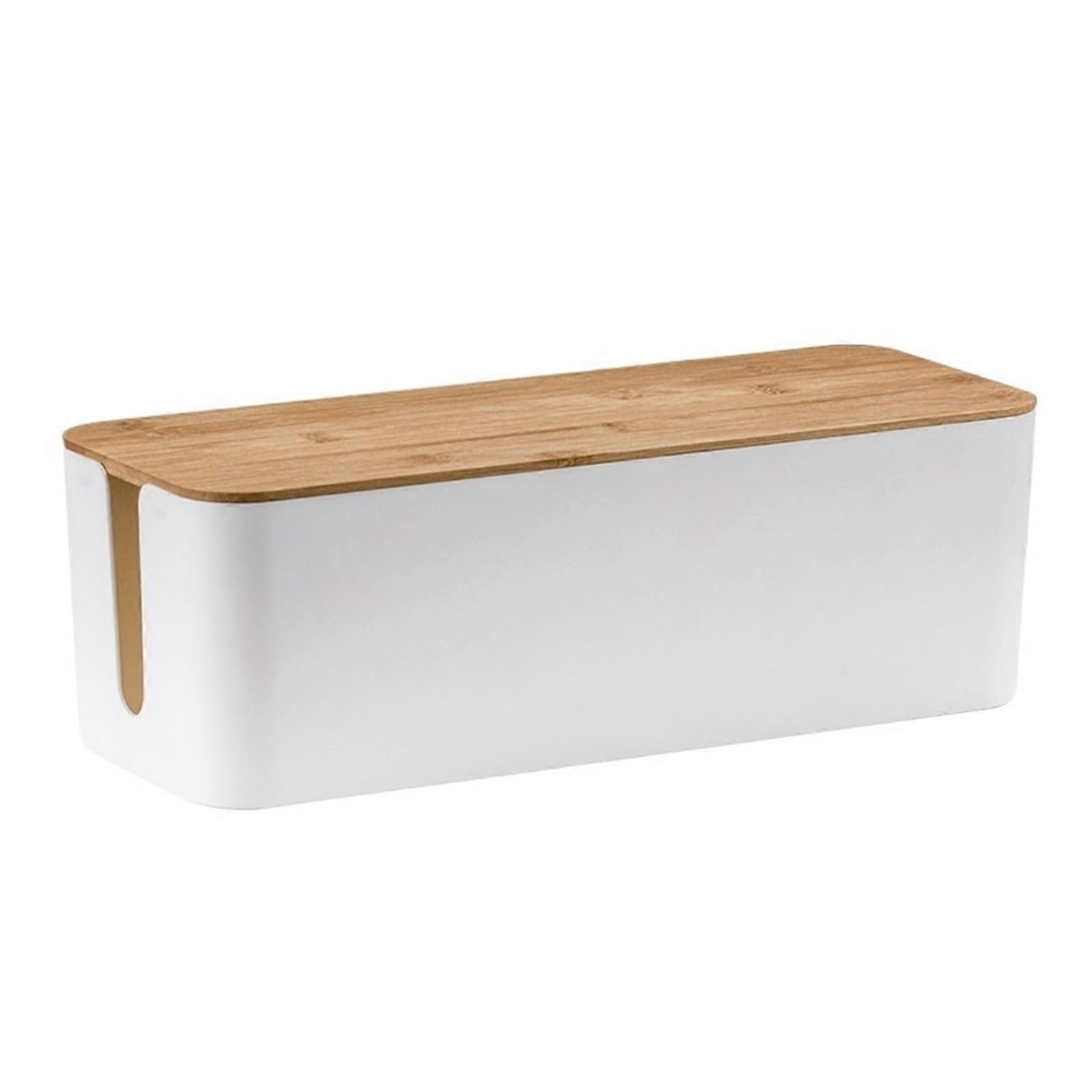 Cable box, power strip housing, wooden lid, cable management, organizer