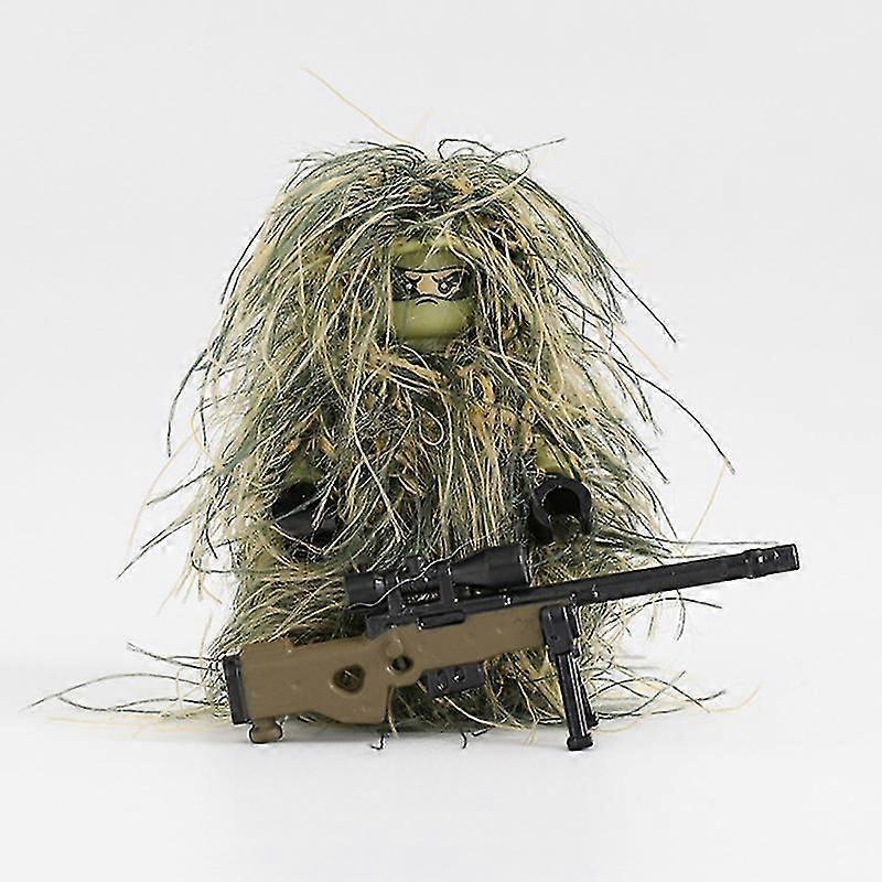 Military Building Blocks Soldier Figures with Weapons  Khaki