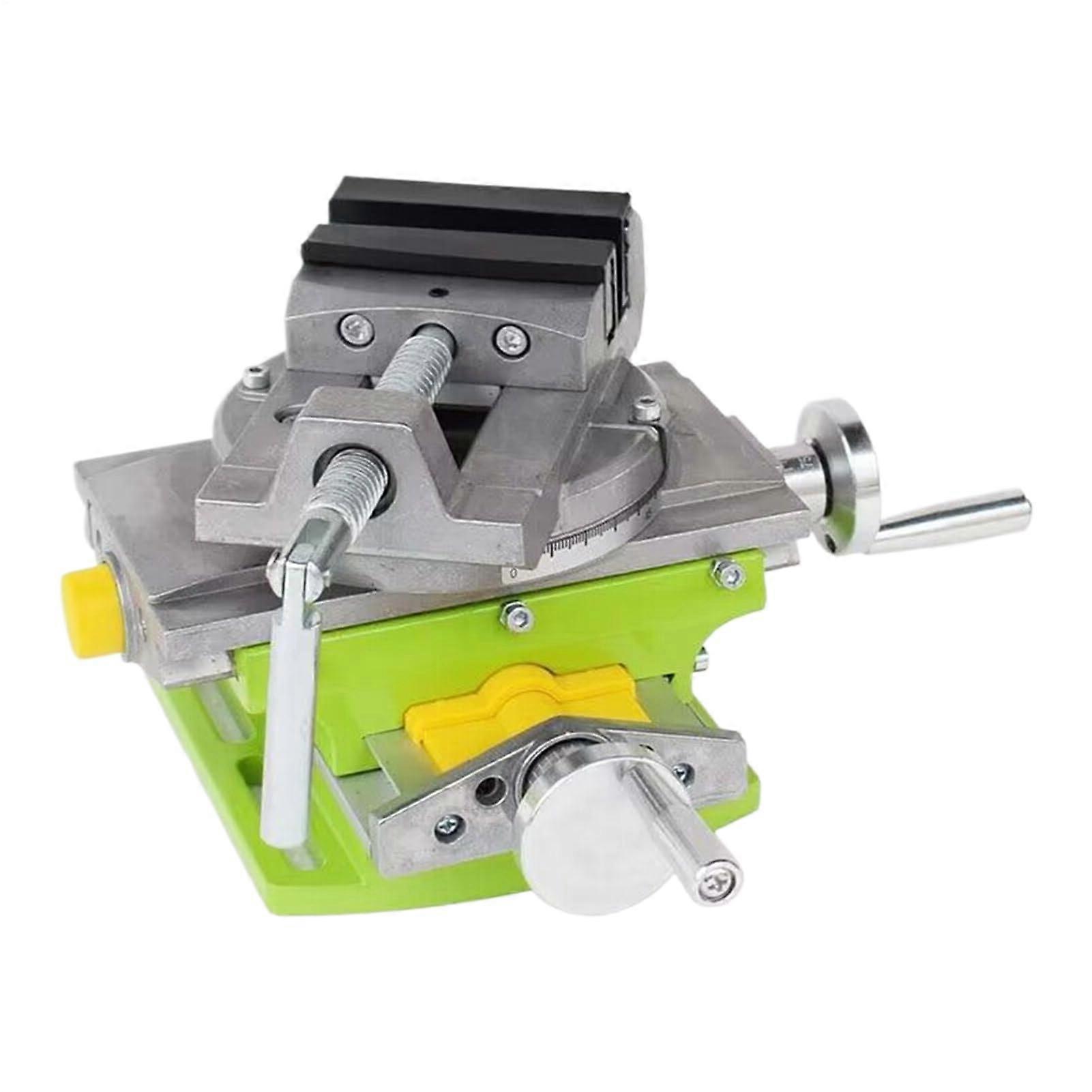 Drill Press Vise, Cross-Slide Milling, Small Bench Vise, Cast-Iron Construction, Precision Adjustable Jaws, Rotatable