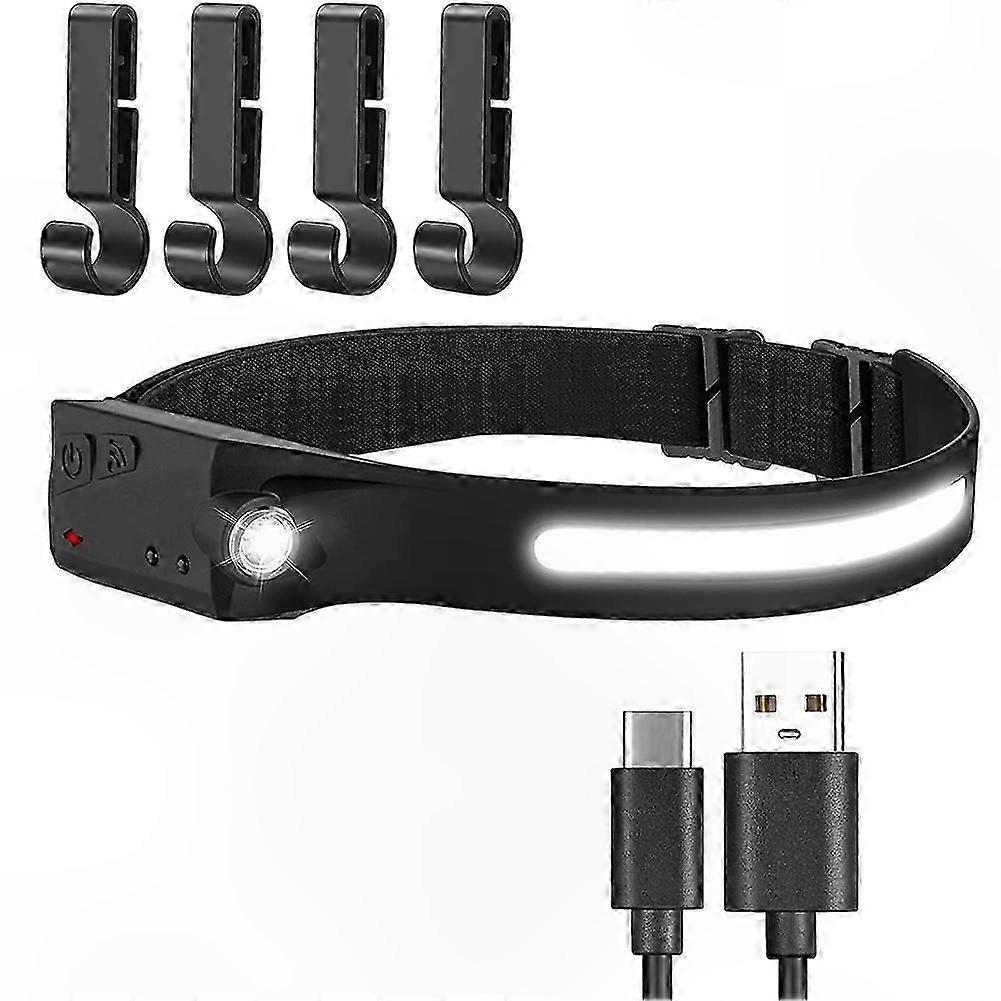 Motion Sensor Headlamp with 5 Modes, LED Light for Outdoor Activities and Work Tasks