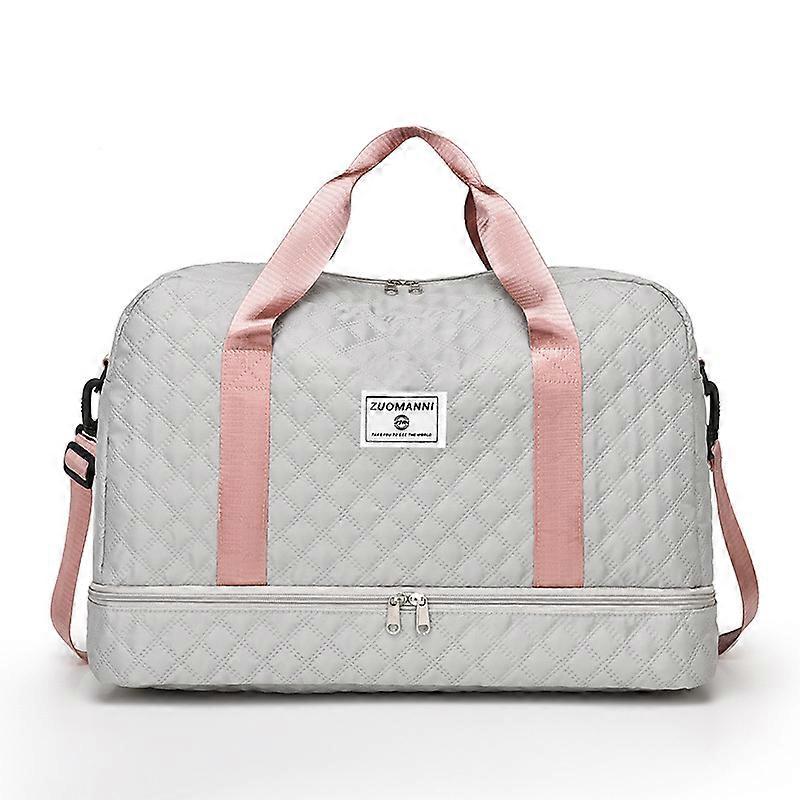 TKdaddy 026-1 حقيبة قماش من القماش الخشن قابلة للتوسيع حقيبة يد منظمة الأمتعة المقاومة للماء أكسفورد مع حزام كتف رمادي