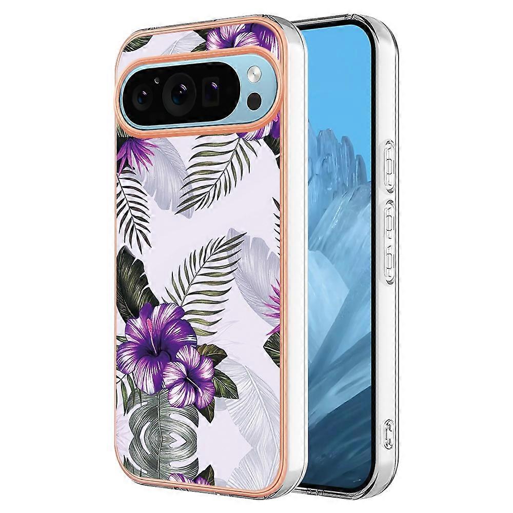 For Google Pixel 9/Pixel 9 Pro Case with IMD Marble Flower Pattern TPU Mobile Back Cover