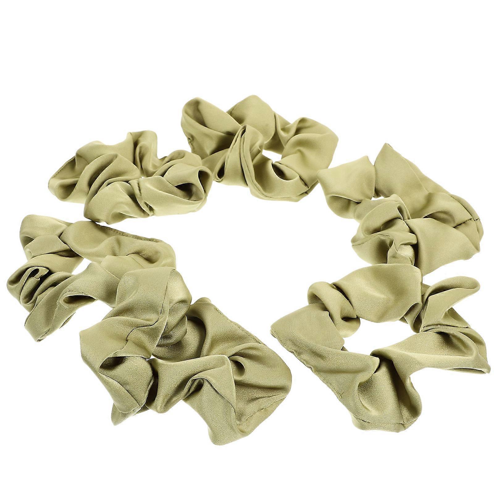 Silk Satin Scrunchies Hair Rings for Parties Comfortable Use Green 6Pcs