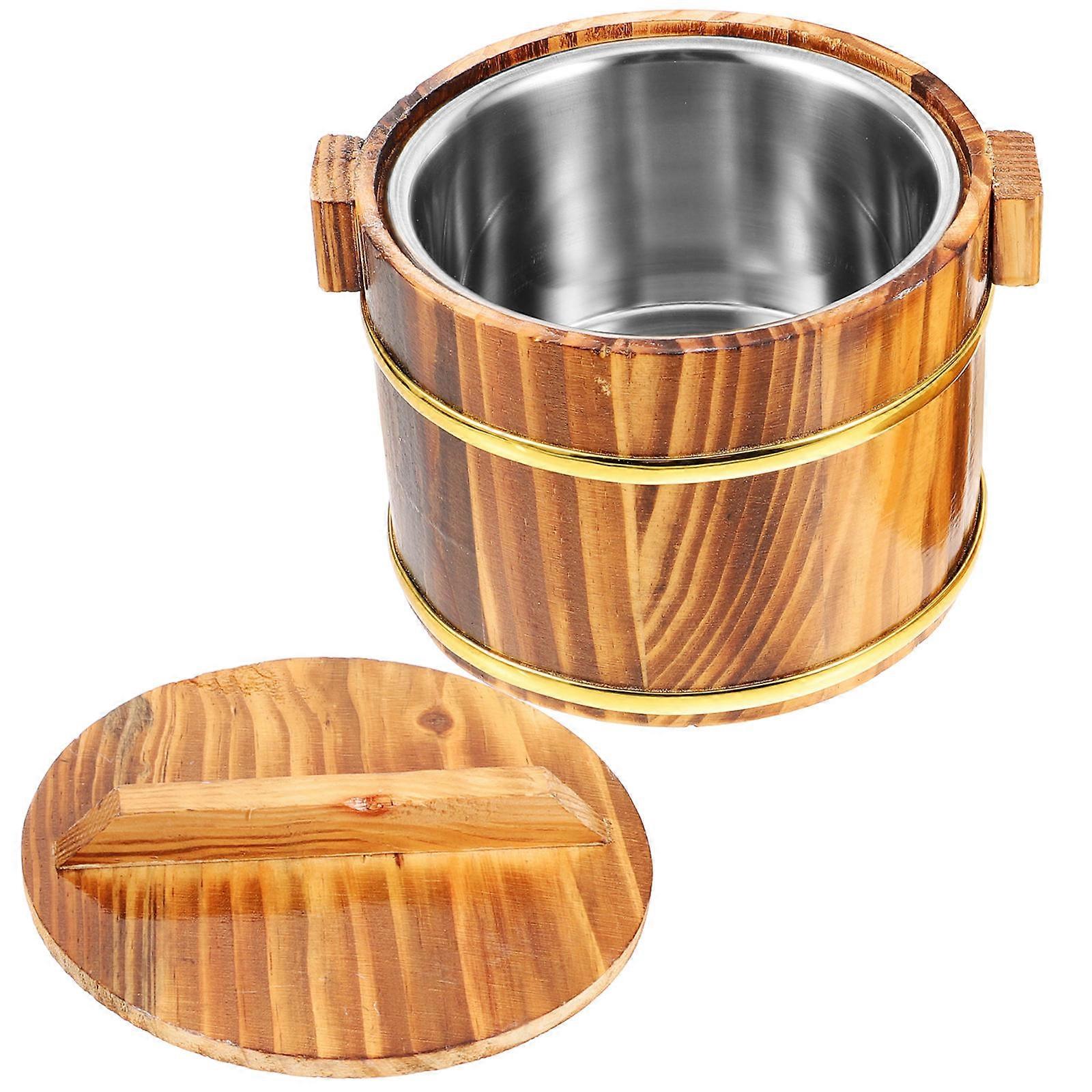 Coffee Synthetic Material Rice Bucket for Storing Sushi and Food with Big Opening Design 1 Set