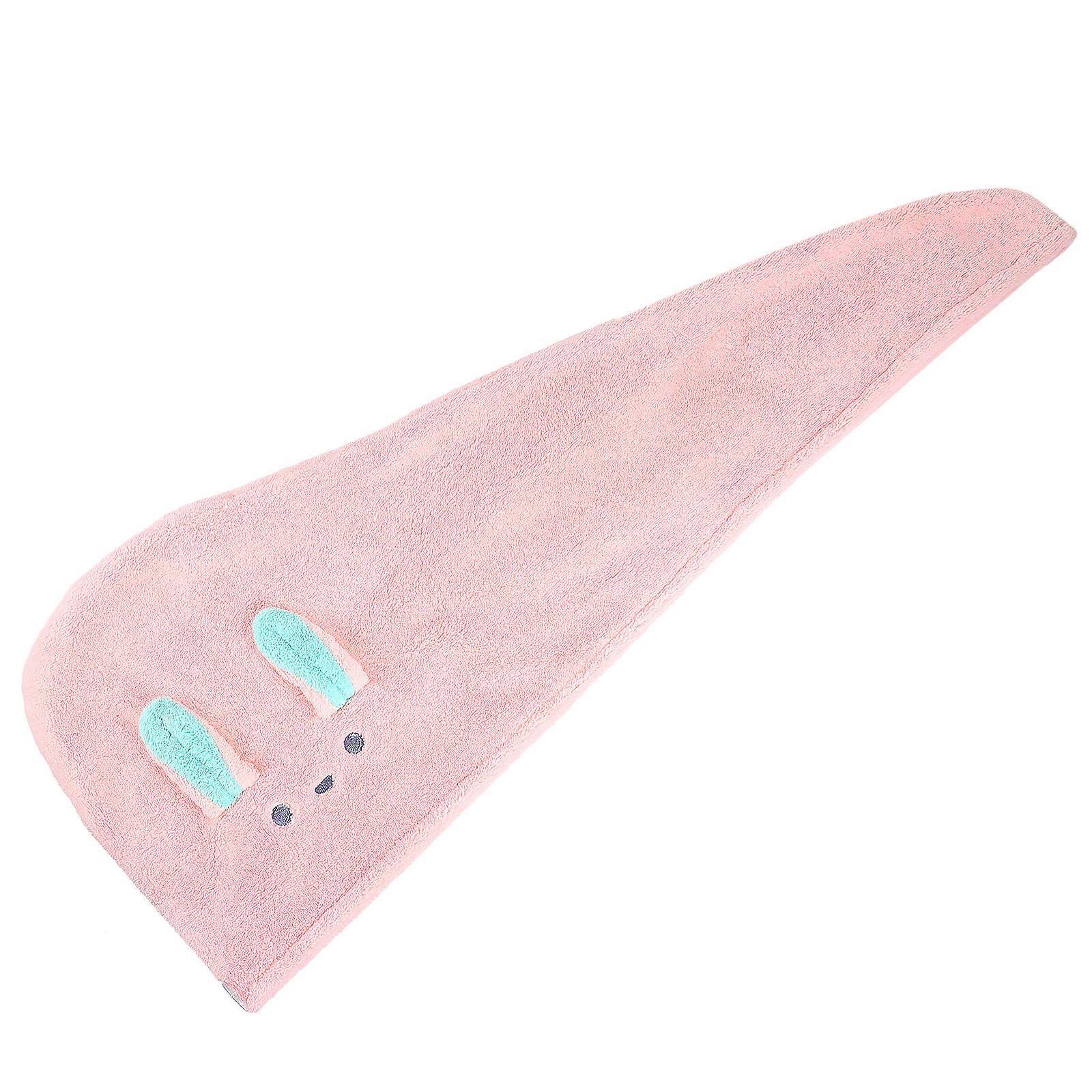 Hair Towel Hat Bathing and Showering Pink Cotton Material Absorbent Function 1Pcs