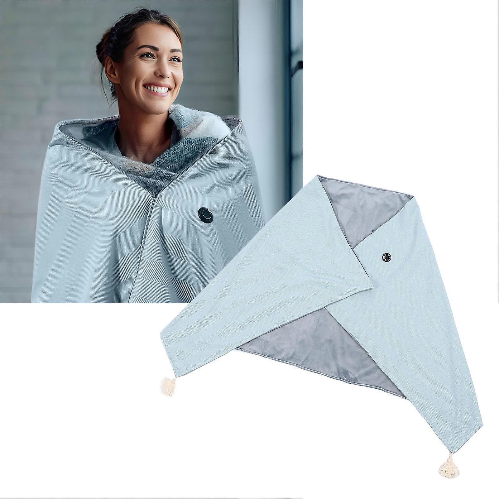 USB Heated Blanket Shawl 3 Levels 150x77cm Blue 8 Zones Zipper