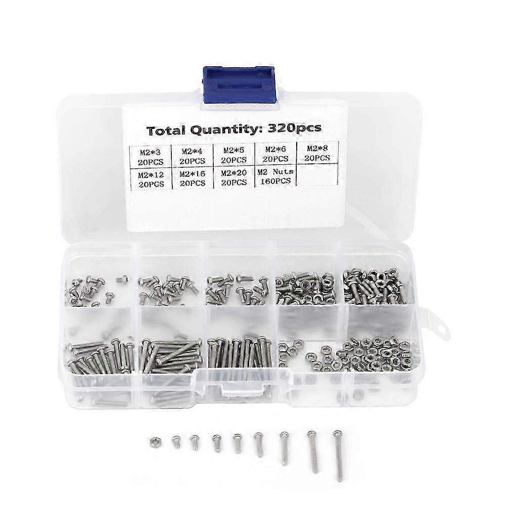 320pcs M2 Machine Screws Set Fasteners for Laptop/Hard Disk/Keyboard/Phone/PC