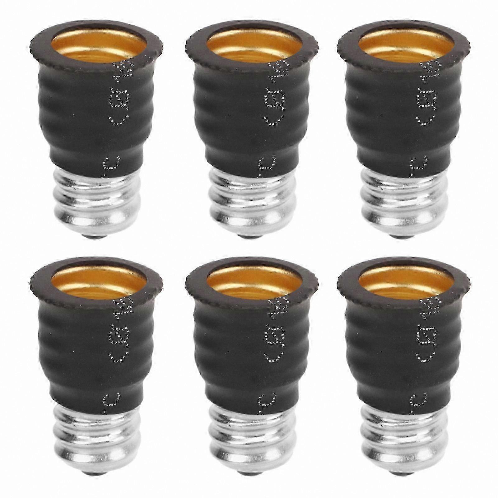 6-Pack E12 to E14 Adapter Converter for Small to Medium Base Light Bulbs, Black