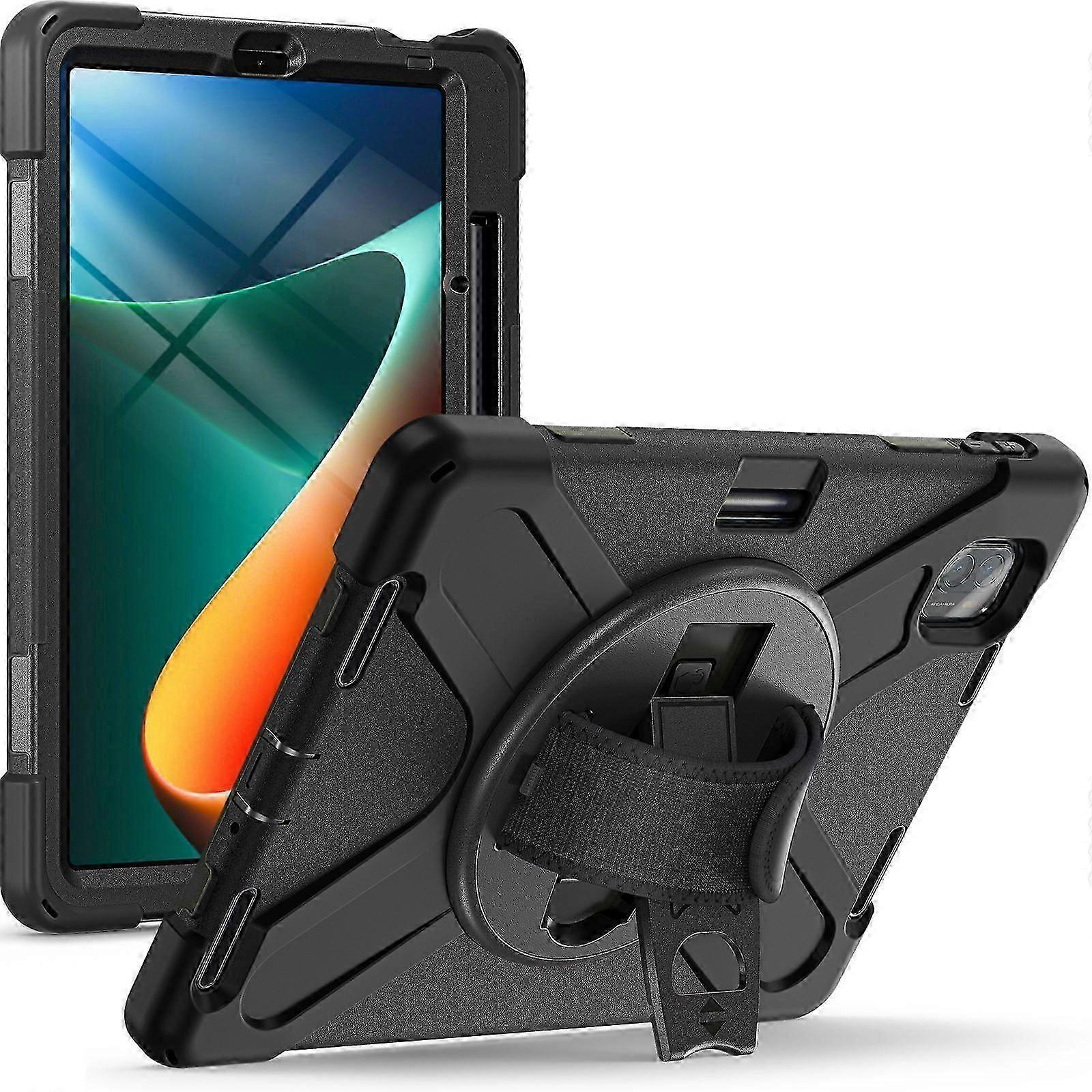 Anti-drop PC + Silicone Tablet Case For Xiaomi Pad 5/Pad 5 Pro 11" 360 Rotation Pull Kickstand with Hand Band