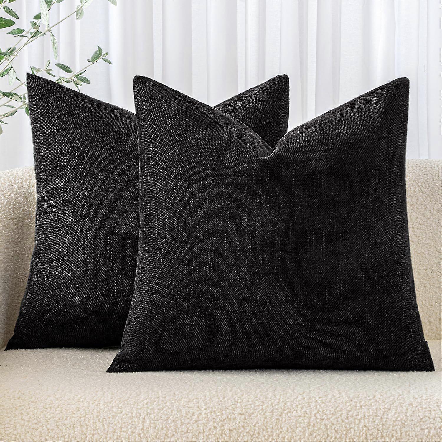 Pack of 2 Decorative Throw Pillow Covers Soft Chenille Throw Pillows Solid
