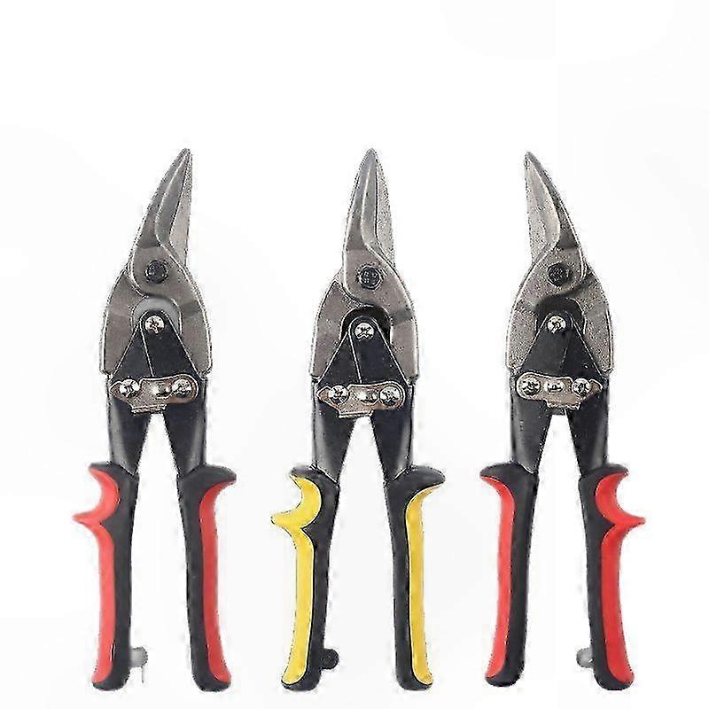 2-Pack Aviation Snips with Forged Blades, Offset Left & Right Cutting, 250mm Length, Red Handles