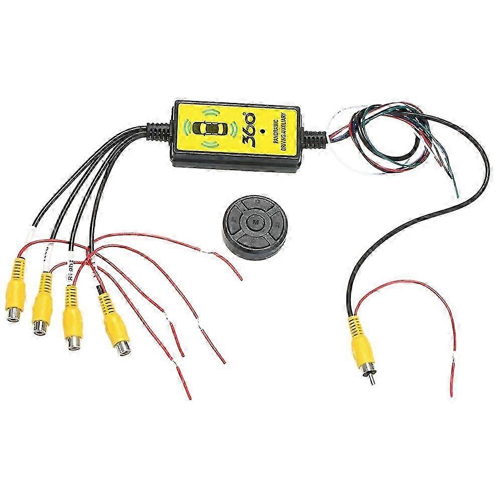 Enhanced 4To1 Panoramic 360 Camera Video Reversing Box - Car Blind Spot Monitoring System with Wire
