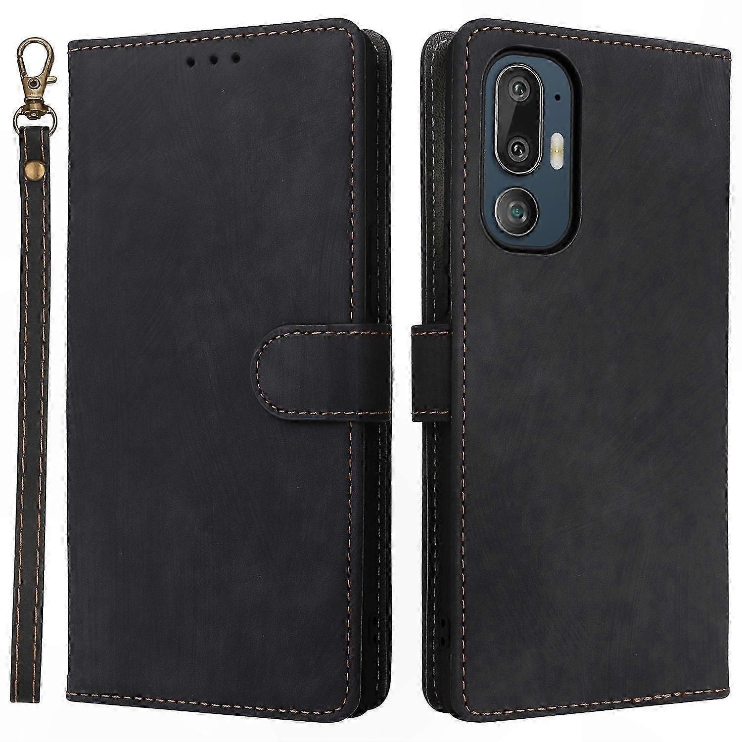RFID Blocking Wallet Leather Case with Strap for 5G Smartphones