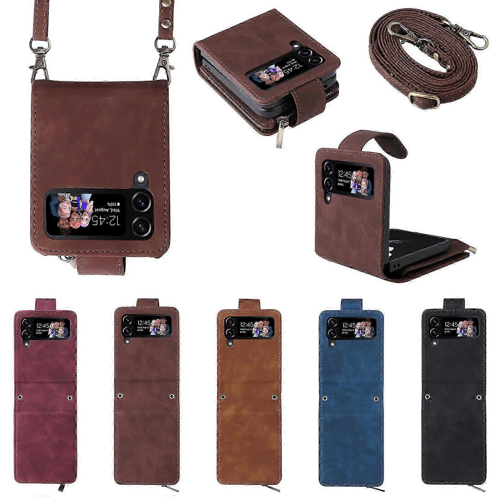 Case for Samsung Galaxy Z Flip 4 5G Leather Magnetic Handbag Zipper...