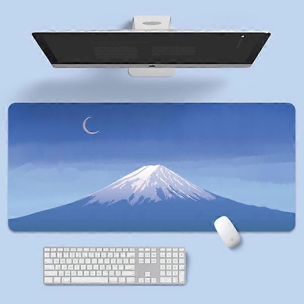 Oversized Mouse Pad with Cartoon Nature Laptop Locked Edge Soft Pad Snowy Mountains 800*300*2mm
