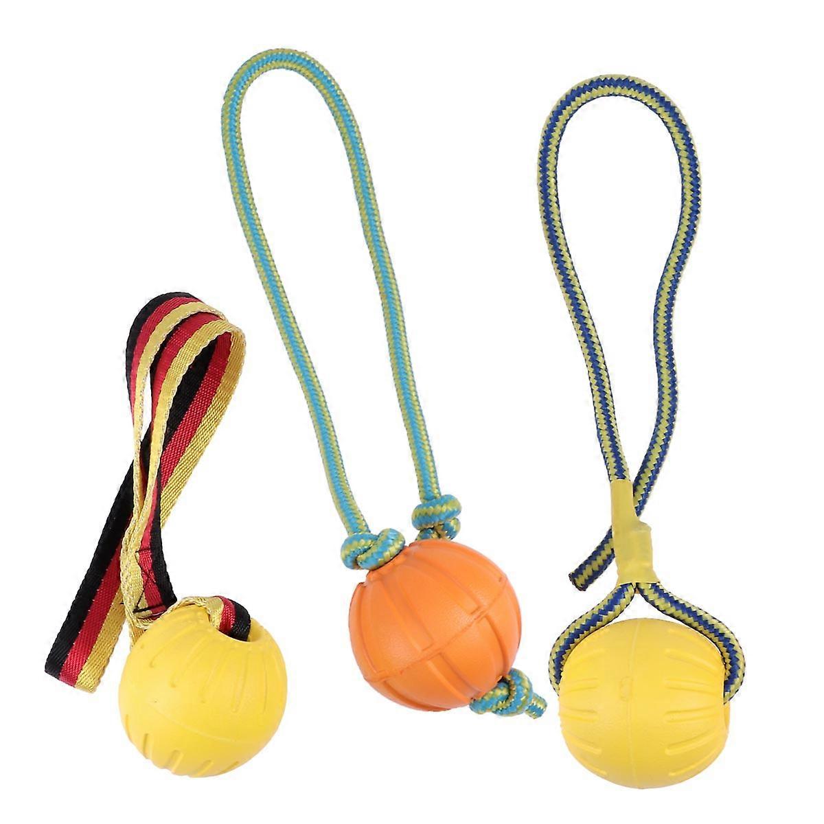 3Pcs Dog Play Ball With Rope Ideal For Training Dogs Great For Stress Relief And Outdoor Games