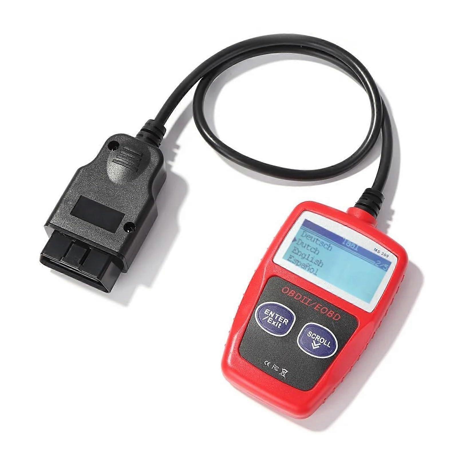 Car Scanner MS309 OBD2 Diagnostic Tool, LCD Code Reader for Auto Fault Code Checking and Resetting, Compatible with Most Vehicles