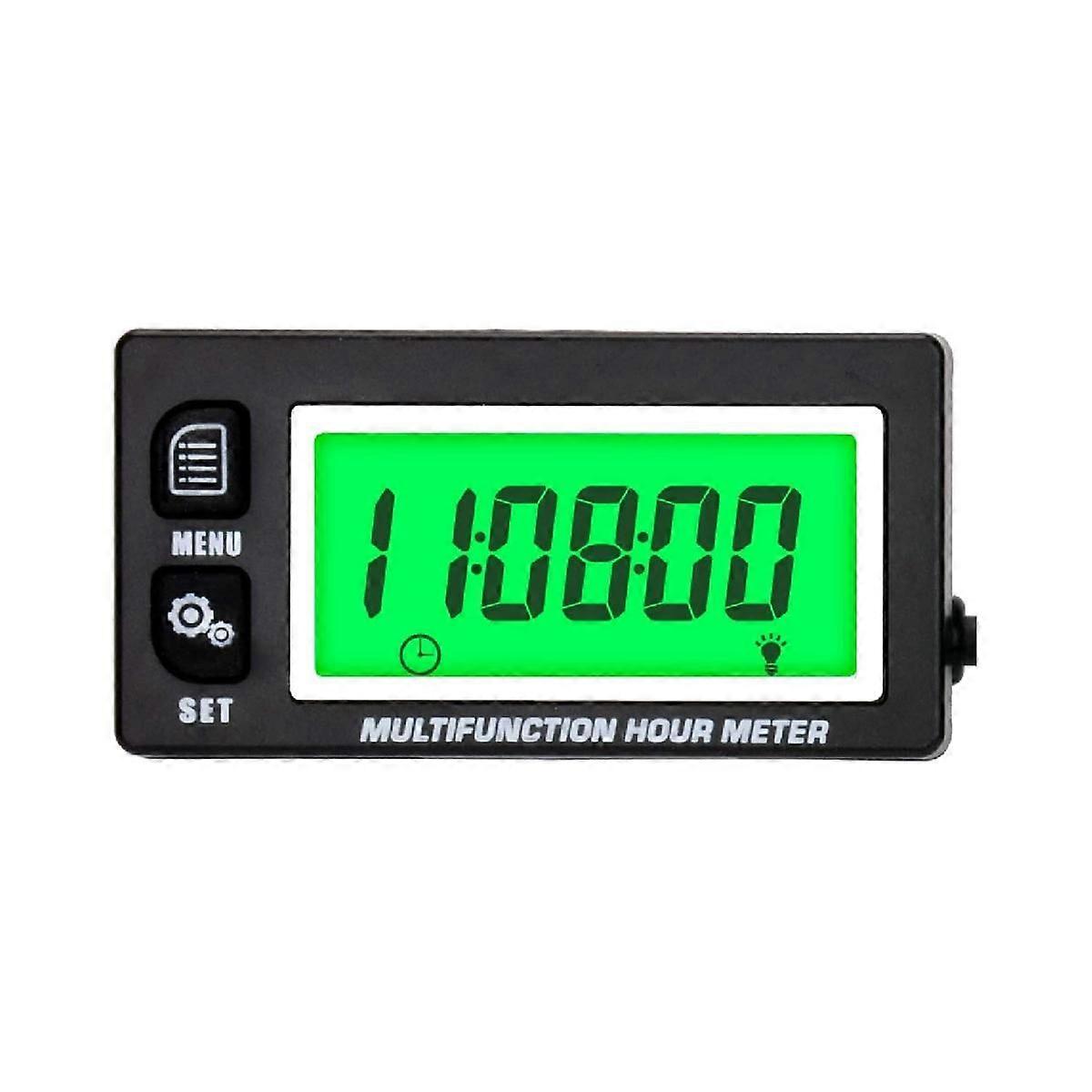 LCD Digital Hourmeter Tachometer Engine Thermometer Replaceable Clock for Motorcycle ATV Marine Boa