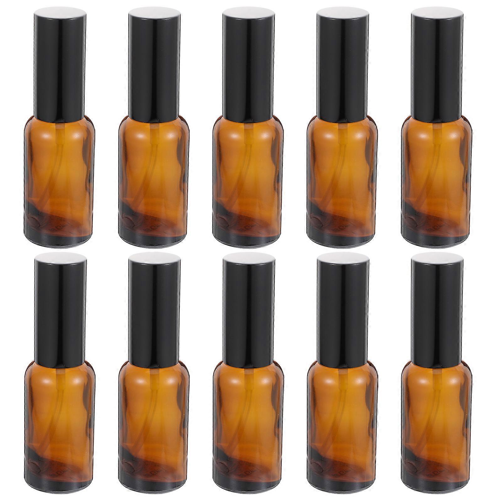 Cosmetics Container Glass Bottle for Storage Use 10Pcs Brown Emulsion