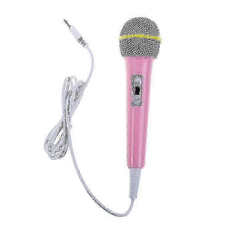 Pink musical instrument wired microphone karaoke singing device