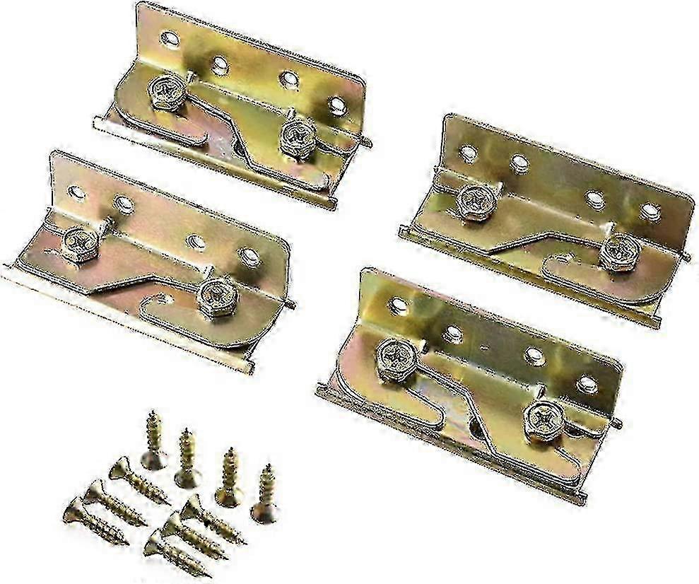 Heavy-Duty Bed Rail Brackets with 4 Bed Hinge Connectors Fixed Furniture Bracket for Bedroom Edition 0909