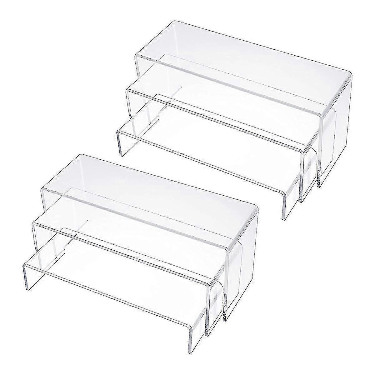 Acrylic Display Risers, Clear Rectangle Stands Shelf For Display 6pcs (haoyi
