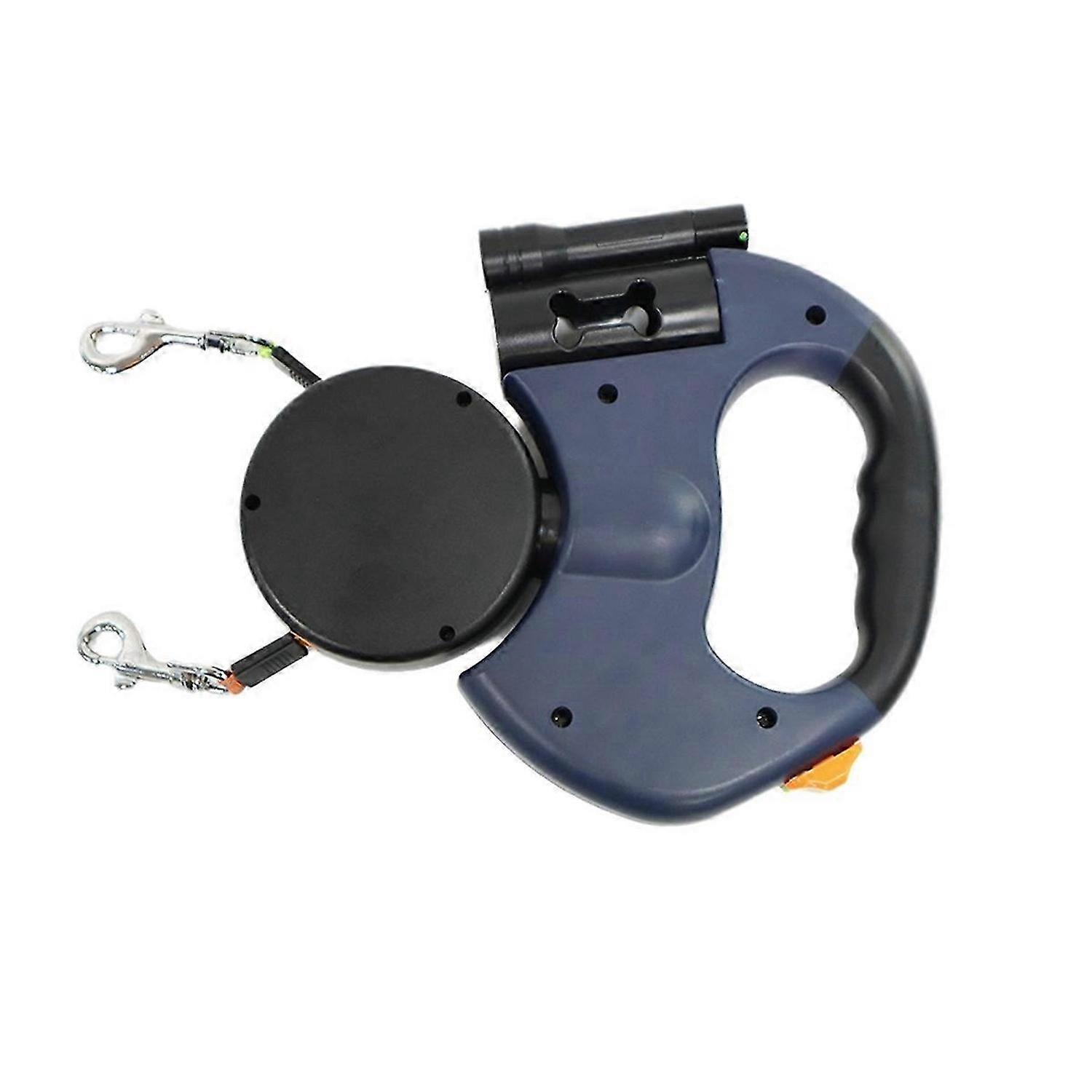 Auto Retractable Dual Dog Leash Double-Ended Traction Rope Blue