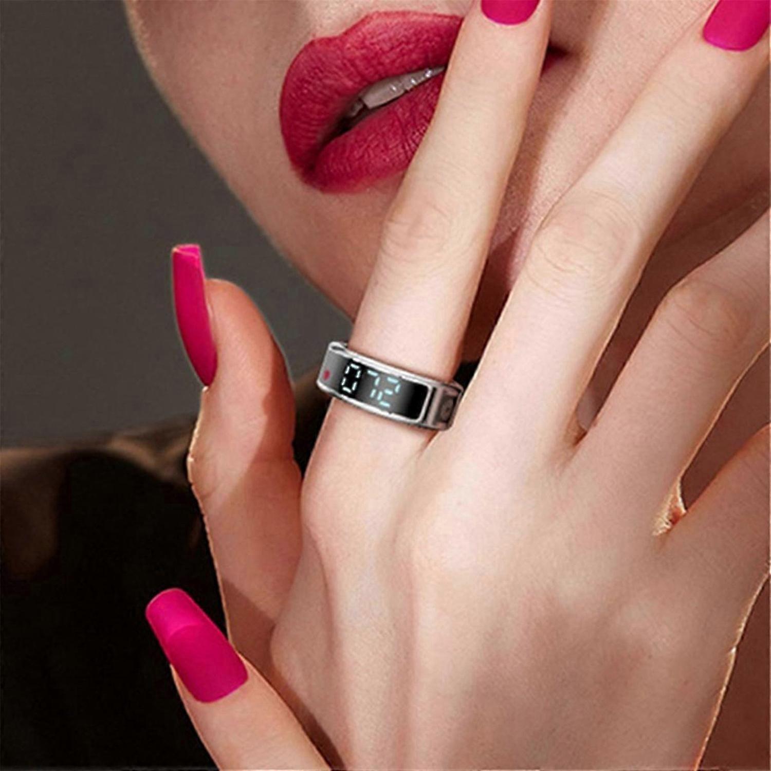SR08 Smart Ring for Men Women LED Display Screen Heart Rate Blood Oxygen Monitoring Multi Sports Modes 5ATM Waterproof A
