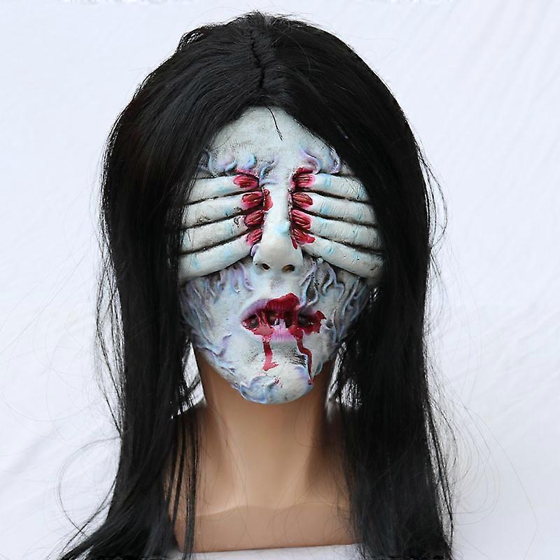Halloween horror script killing NPC long-haired female ghost scary haunted house secret room escape funny party latex head cover