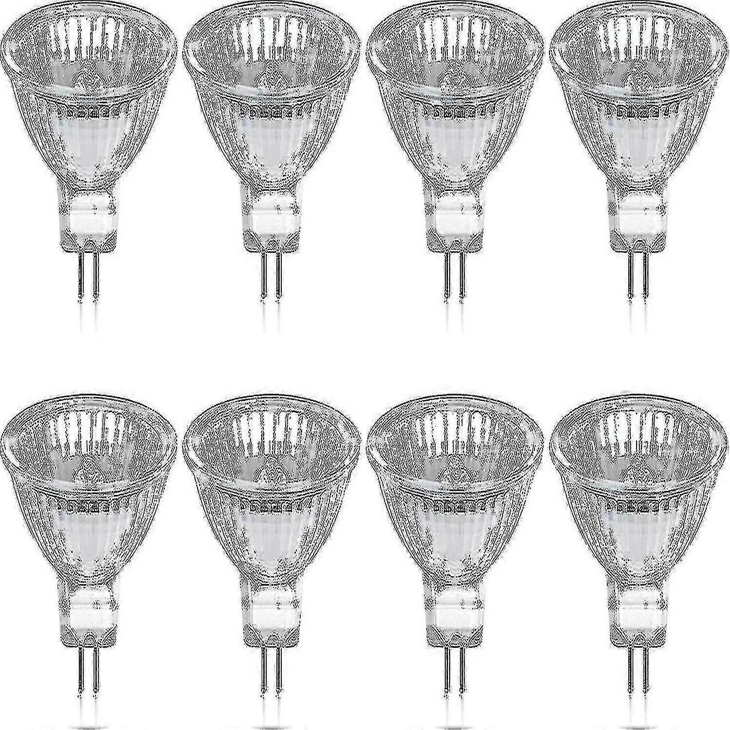 ハロゲン電球 8個パック Gu5.3 MR16 35W 12V 調光可能 - 温白色 2800k、400ルーメン、ガラスカバー