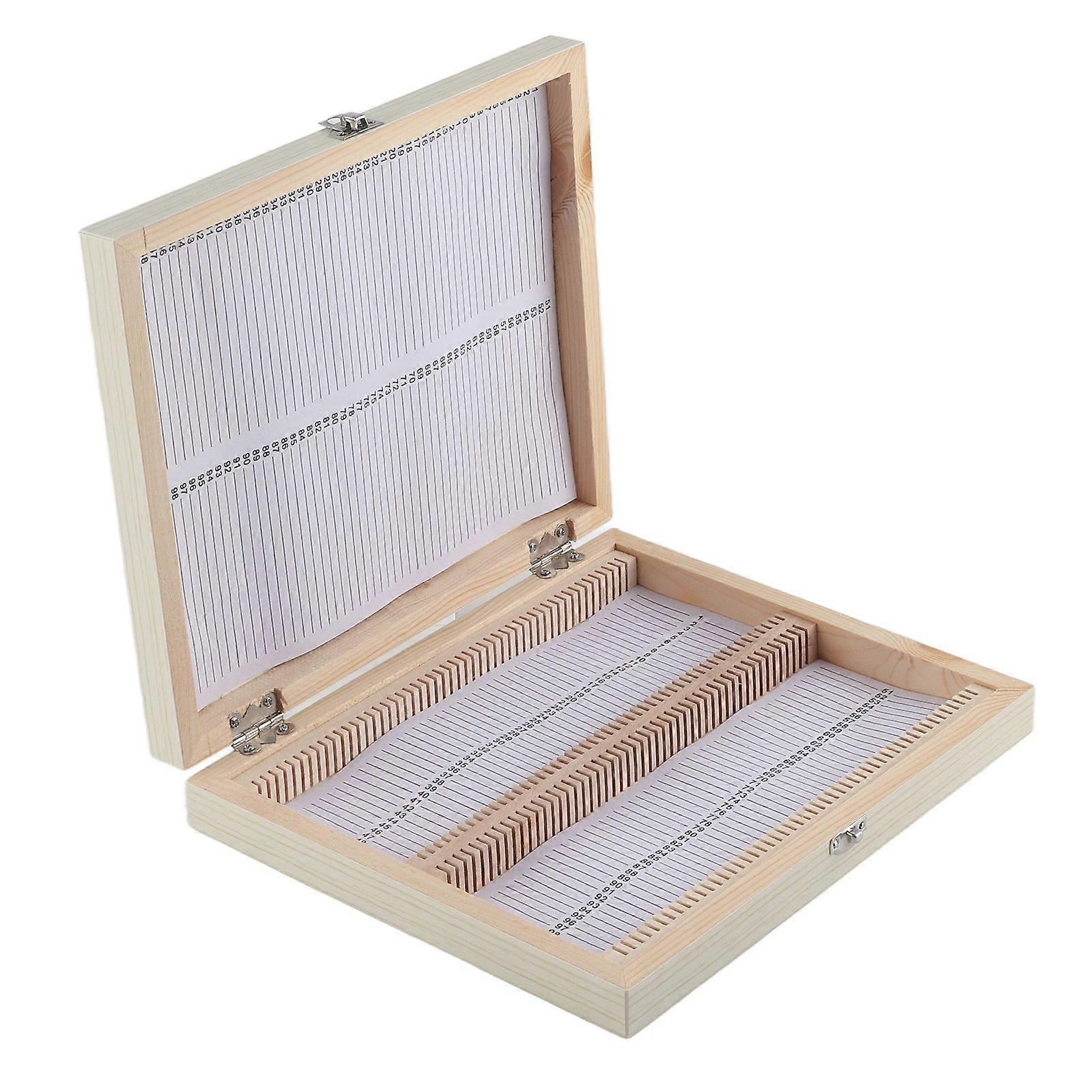 Wooden Box with Lock Storage for Lab Glass Prepared Microscope Slides Storing Tool