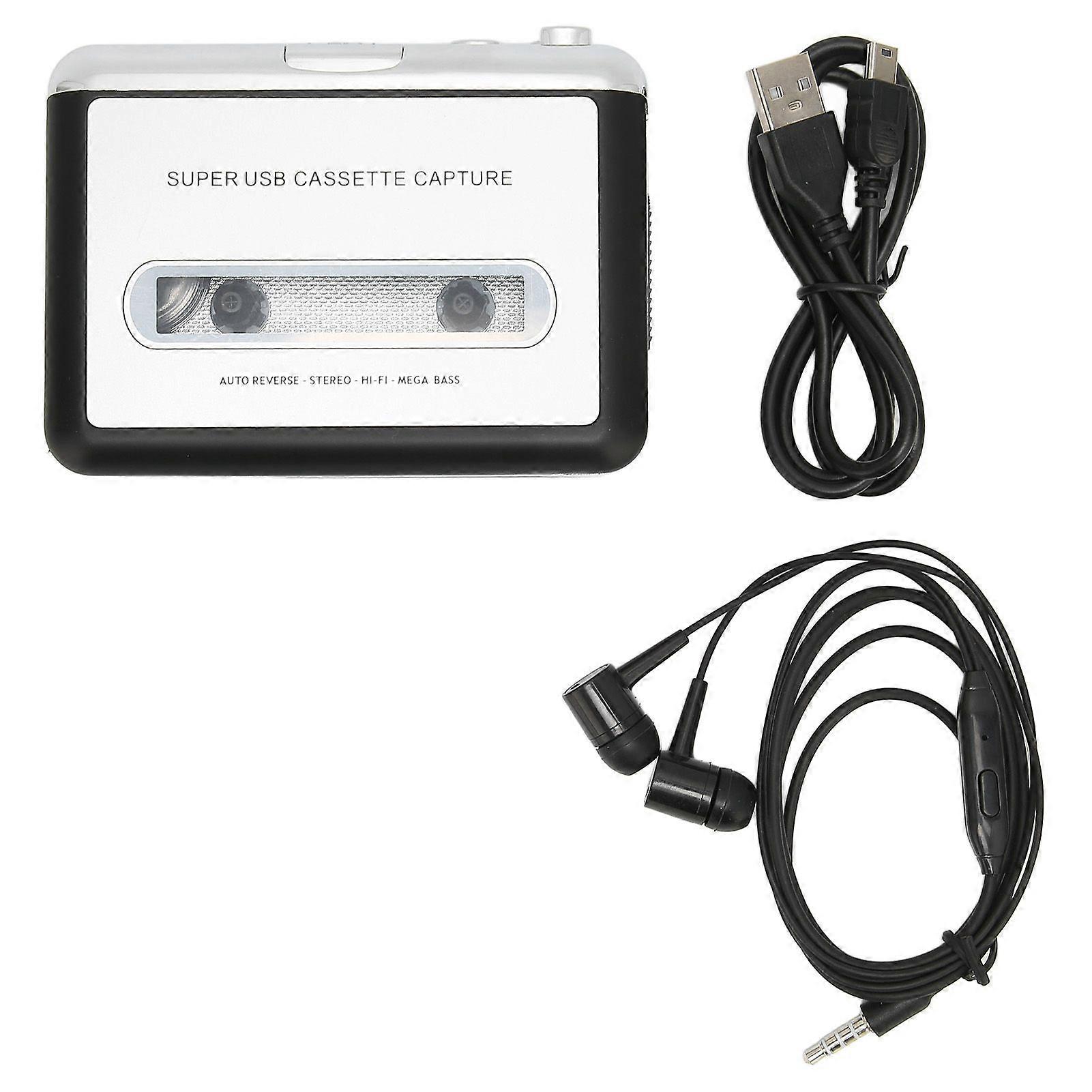 Cassette Player Portable Multifunctional MP3 CD Converter USB Auto Reverse Sound Music Tape Player for Laptops and PCs
