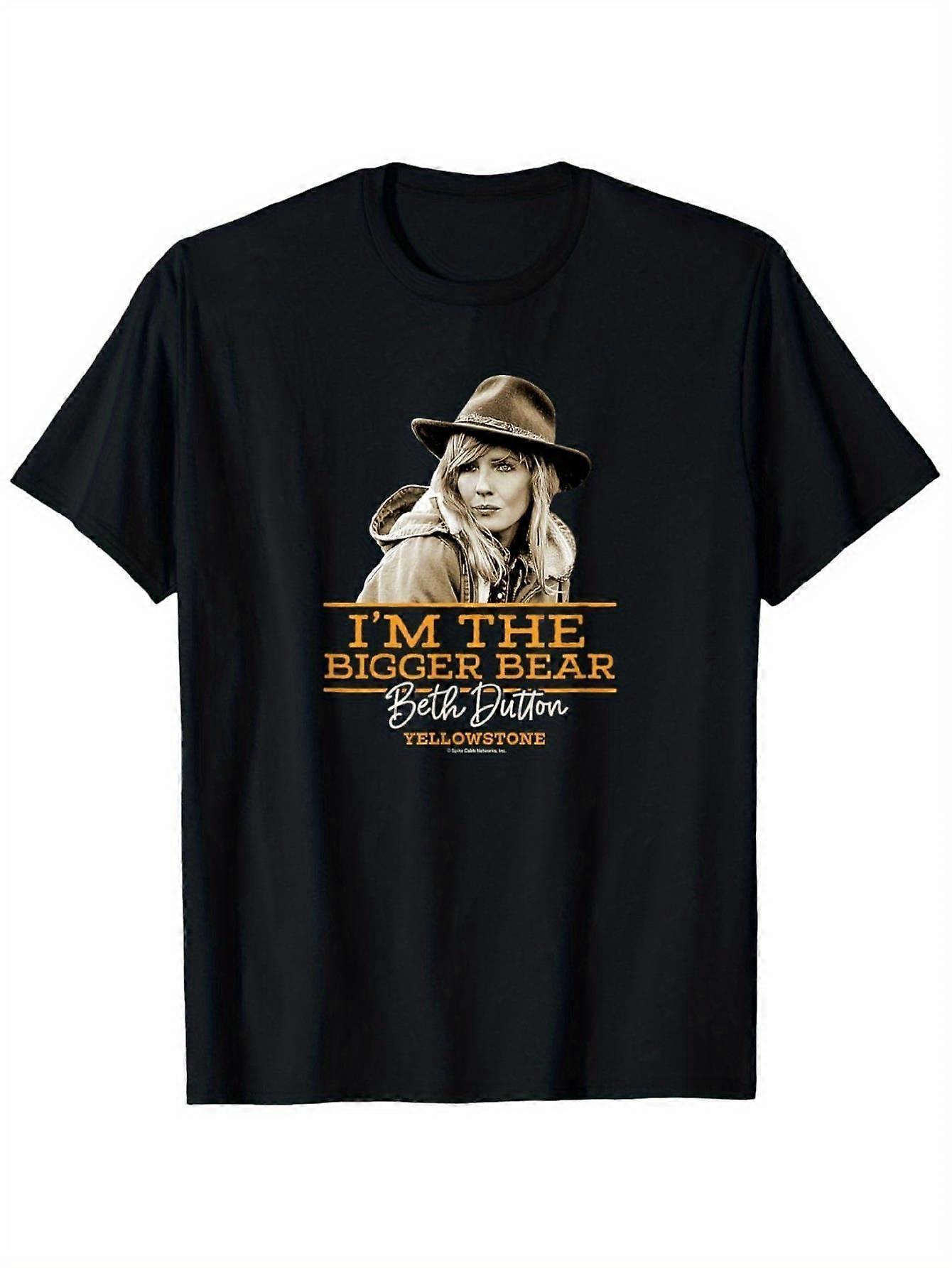 يلوستون بيث داتون تي شيرت للرجال "أنا الدب الأكبر" - تي شيرت كاوبوي مستوحى من برنامج تلفزيوني ، قميص أسود بطبعة ذهبية-aqzws283