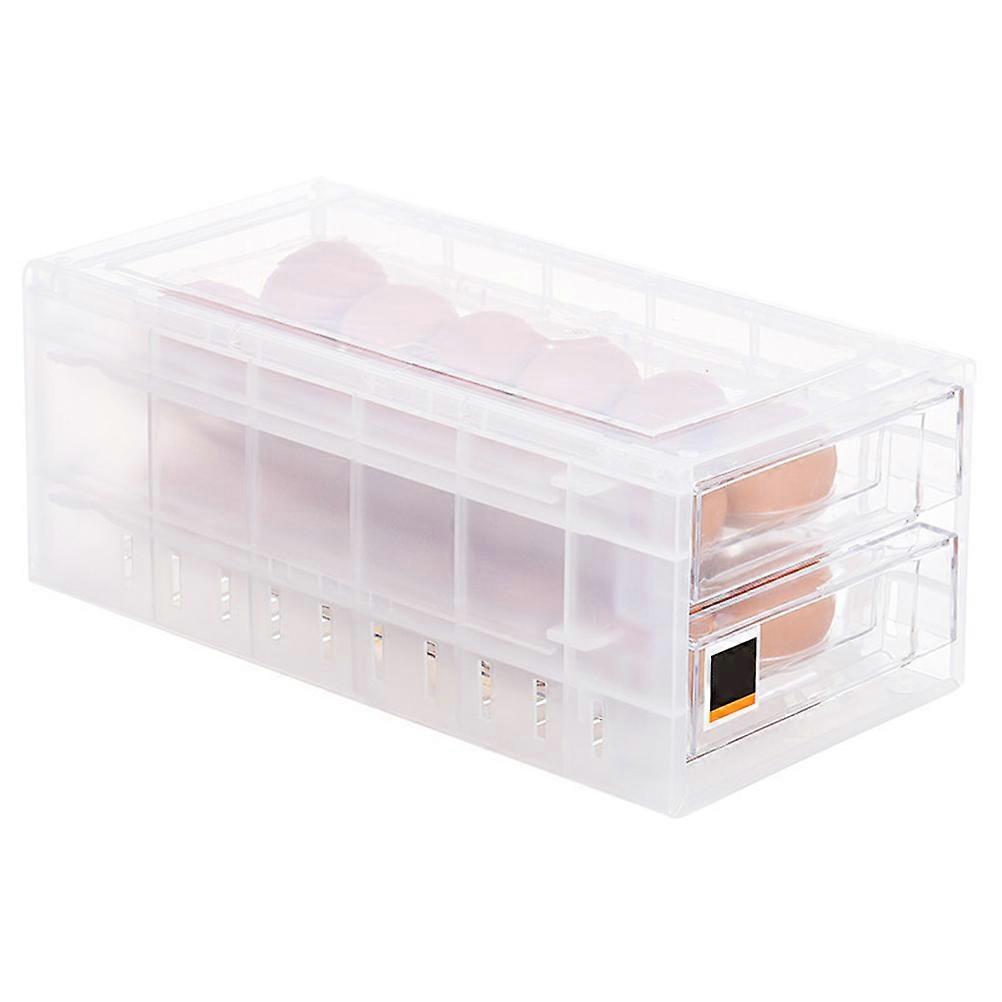Egg Container Double Layer Drawer for Eggs Holding 1Pcs 24 Grid Plastic Tray